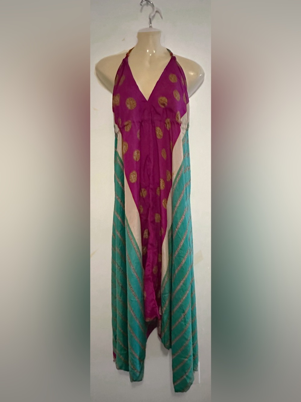 Women’s Teal and Magenta Panel Maxi Skirt